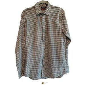 Van Heusen flex slim fit Men's Black & White Checkered Shirt size medium